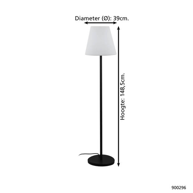 EGLO Alghera Staande lamp Buiten - E27 - 148,5 cm - Zwart/Wit