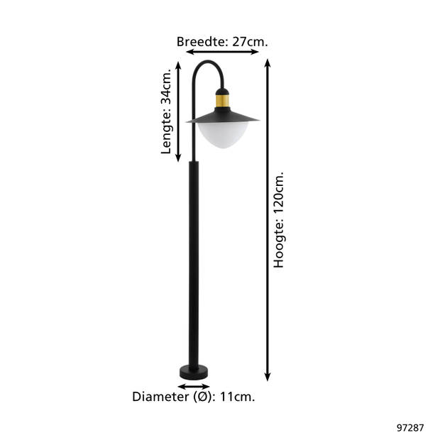 EGLO Sirmione Sokkellamp - Staande lamp - Buiten - E27 - 34 cm - Grijs/Wit