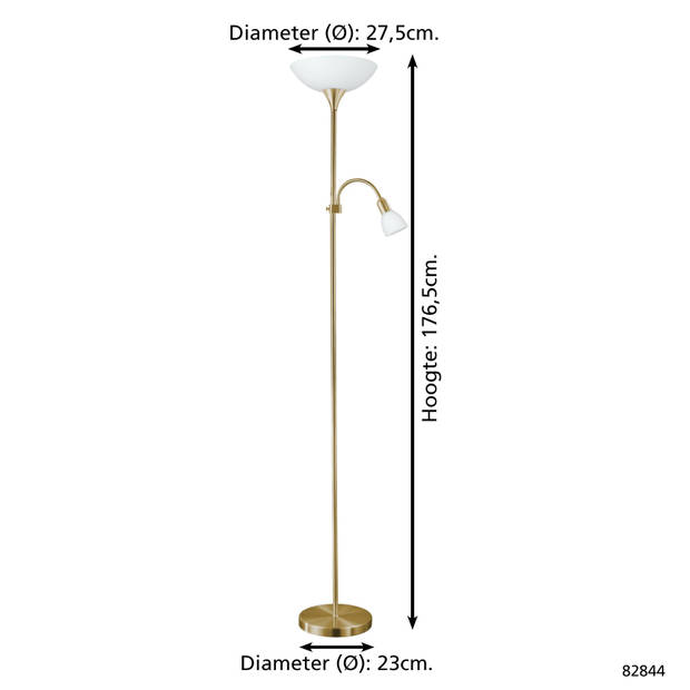 EGLO Up 2 Vloerlamp - E27/E14 - 176,5 cm - Grijs/Wit