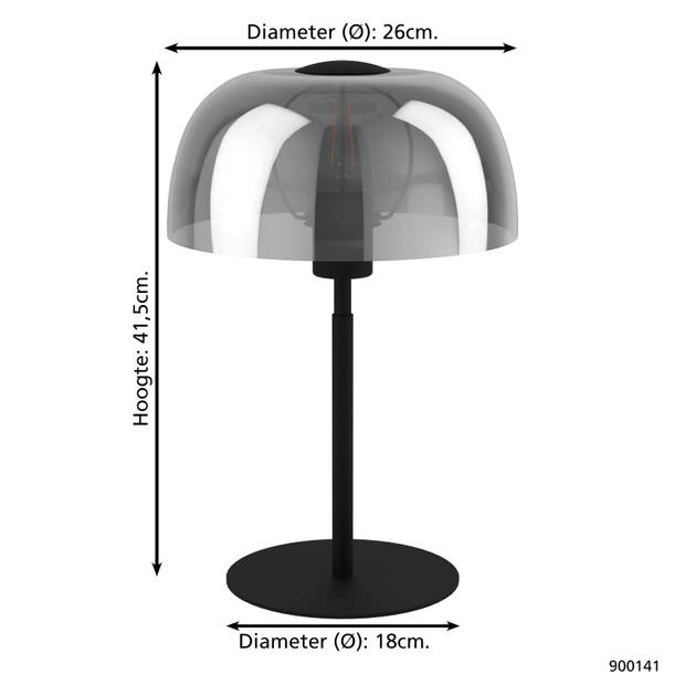 EGLO Solo 2 Tafellamp - E27 - 41,5 cm - Zwart