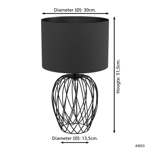 EGLO Nimlet Tafellamp - E27 - 51,5 cm - Zwart