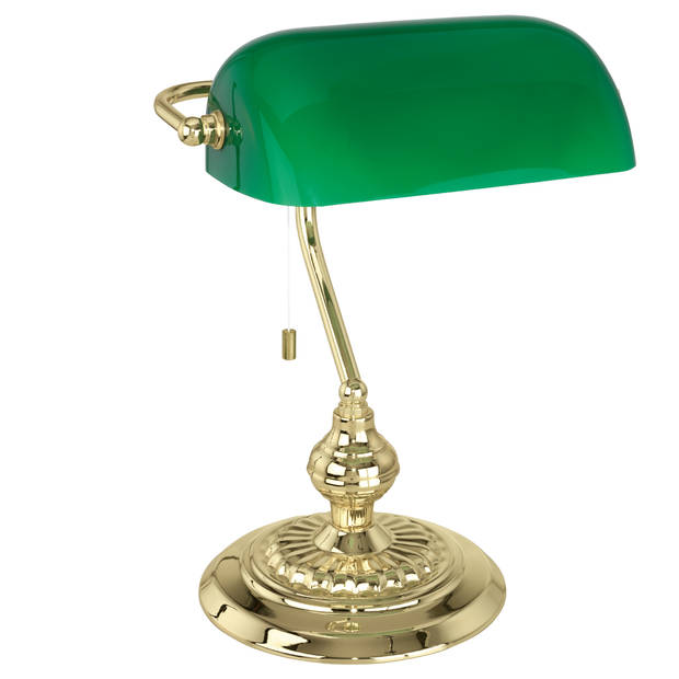 EGLO Banker - Bureaulamp - Tafellamp - E27 - 39 cm - Geelkoper/Groen