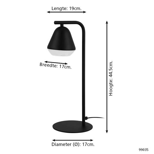 EGLO Palbieta Tafellamp - GU10 - 44,5 cm - Zwart