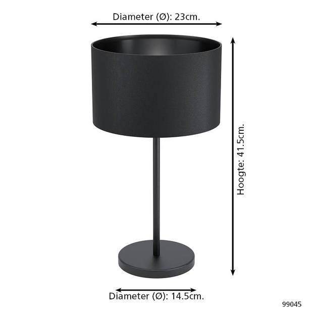 EGLO Maserlo 1 Tafellamp - E27 - 41,5 cm - Zwart