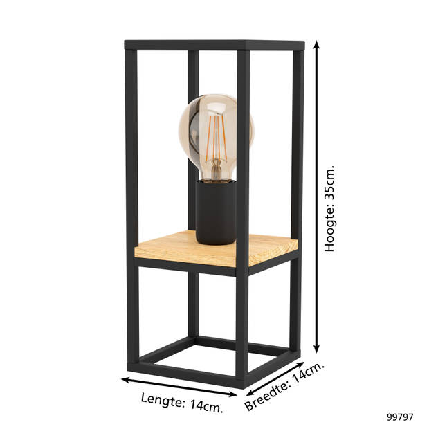 EGLO Libertad Tafellamp - E27 - 35 cm - Zwart/Bruin