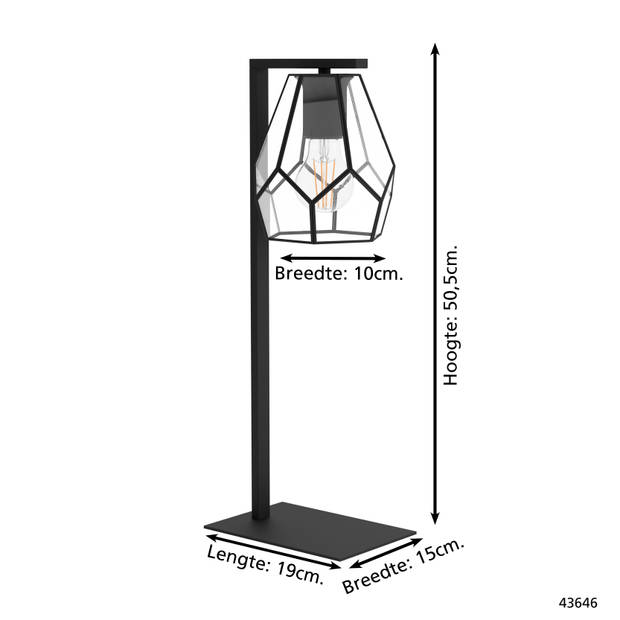 EGLO Mardyke Tafellamp - E27 - 50,5 cm - Zwart