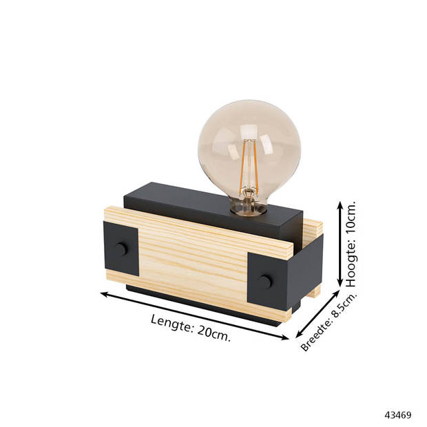 EGLO Layham - Tafellamp - E27 - 10 cm - Bruin/Zwart