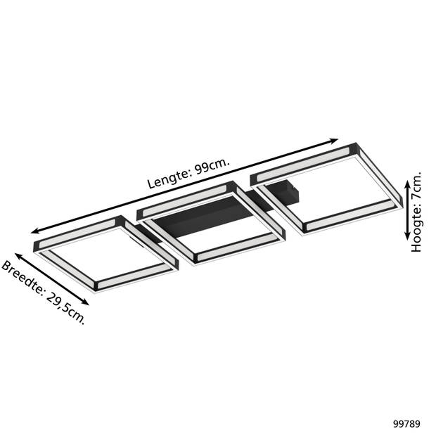 EGLO Altaflor Plafondlamp - LED - 100 cm - Zwart/Wit