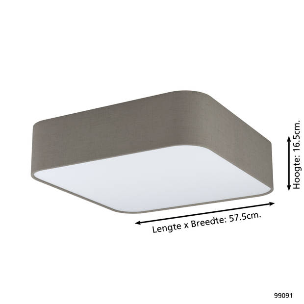 EGLO Pasteri Square Plafondlamp - E27 - 57,5 cm - Wit/Taupe