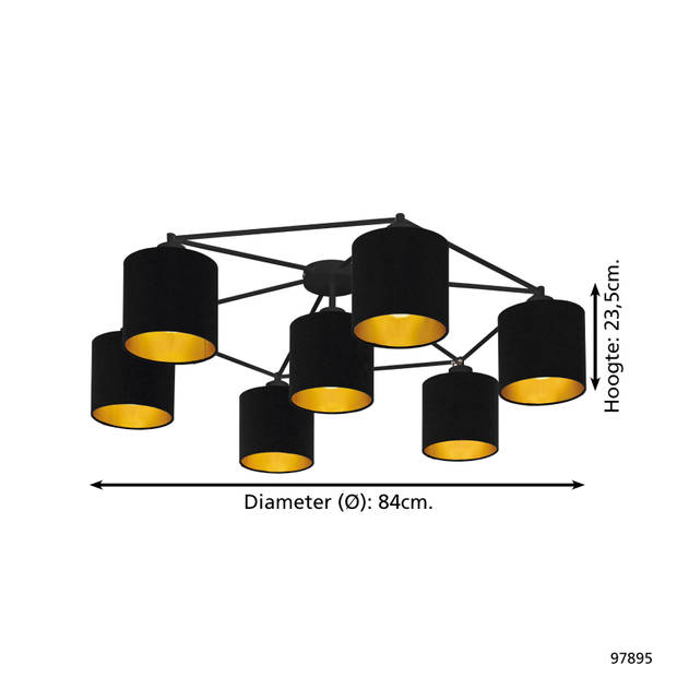 EGLO Staiti Plafondlamp - E27 - Ø 84 cm - Zwart/Goud