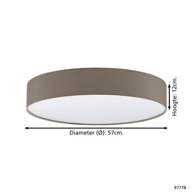 EGLO Romao 3 Plafondlamp - LED - Ø 57 cm - Wit/Taupe - Dimbaar