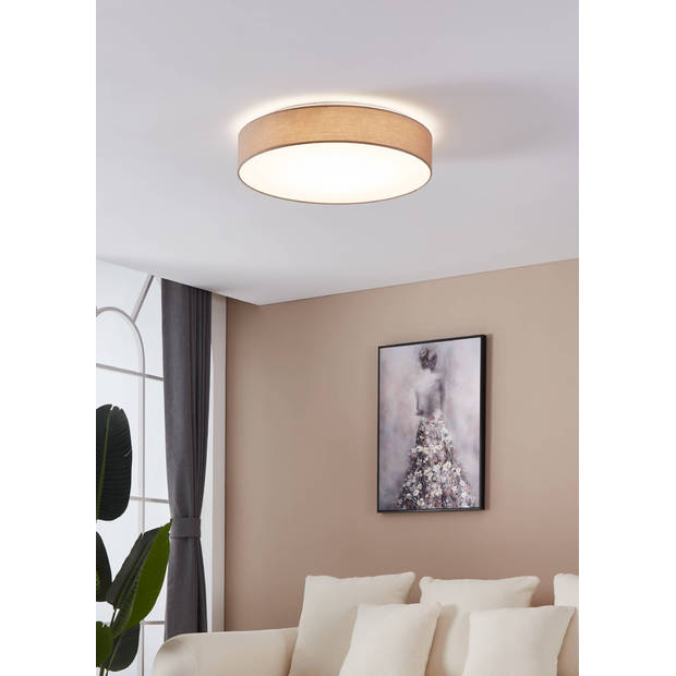 EGLO Romao 3 Plafondlamp - LED - Ø 57 cm - Wit/Taupe - Dimbaar