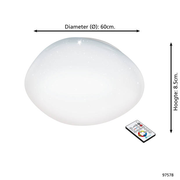 EGLO Sileras - LED plafondlamp - Ø60 cm - wit met kristal