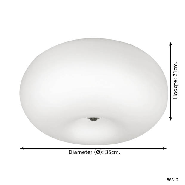 EGLO Optica - Plafondlamp - Ø35 cm - Nikkel-Mat - Wit
