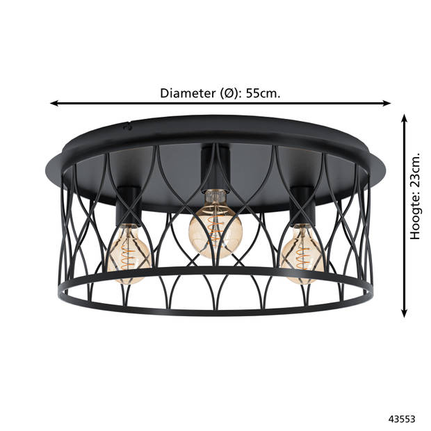 EGLO Giltspur Plafondlamp - E27 - Ø 55 cm - Zwart