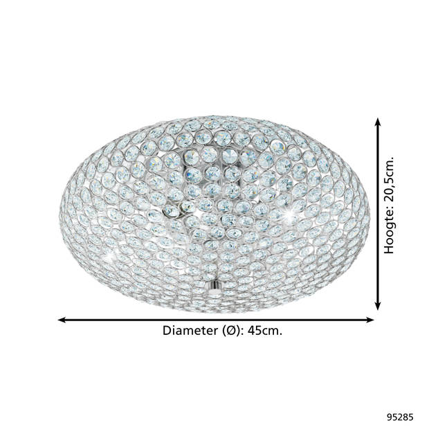 EGLO Clemente - Plafondlamp - 3 Lichts - Ø450mm. - Chroom - Helder