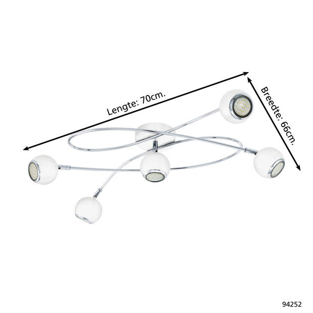 EGLO Locanda - Plafondlamp - 5 Lichts - Wit, Chroom