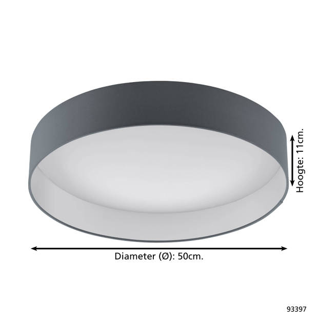 EGLO Palomaro - Plafondlamp - LED - Ø50 cm - Wit - Antraciet