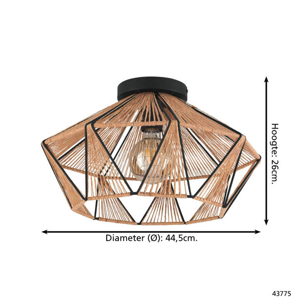 EGLO Adwickle Plafondlamp - E27 - Ø 44,5 cm - Zwart/Bruin