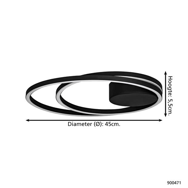 EGLO Ruotale Plafondlamp - LED - Ø 45 cm - Zwart/Wit