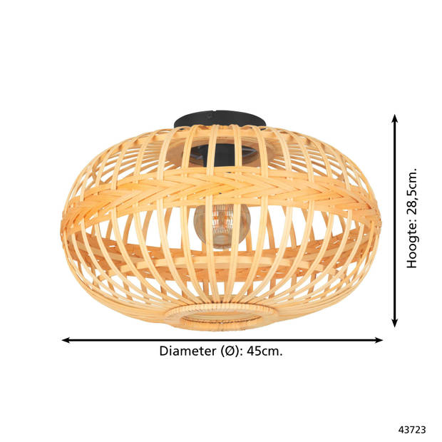 EGLO Amsfield Plafondlamp - E27 - Ø 45 cm - Bruin/Zwart