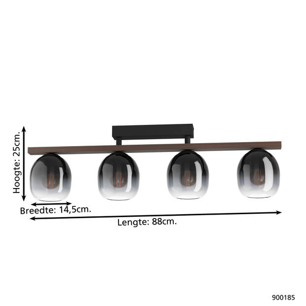 EGLO Filago Plafondlamp - E27 - 88 cm - Zwart/Bruin