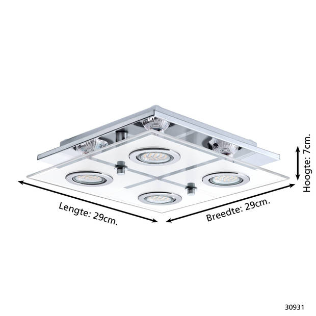 EGLO Cabo Plafondlamp - GU10 - 29 cm - Chroom/Wit