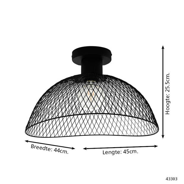 EGLO Pompeya - Plafonondlamp - E27 - Ø 44 cm - Zwart