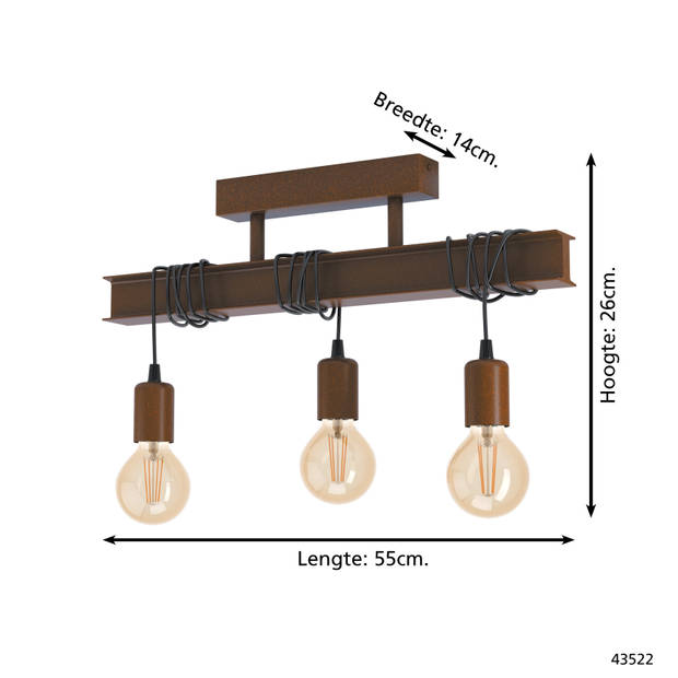 EGLO Townshend 4 Plafondlamp - E27 - 55 cm - Bruin