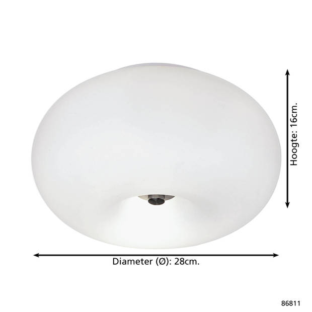 EGLO Optica - Plafondlamp - Ø280mm. - Nikkel-Mat - Wit