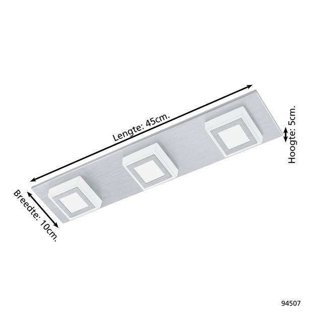 EGLO Masiano - Plafondlamp - LED - Aluminium-Geborsteld - Gesatineerd