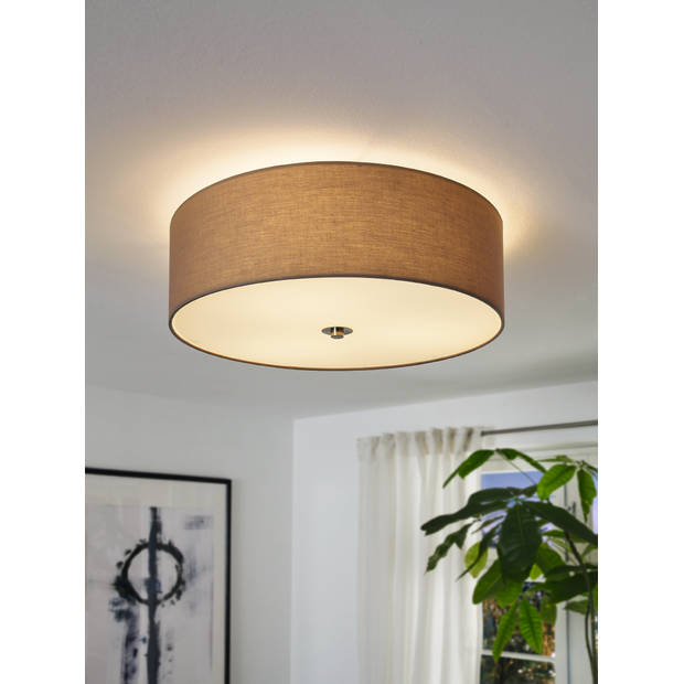 EGLO Pasteri - Plafondlamp - 3 Lichts - ø475 mm. - Nikkel-Mat - Taupe