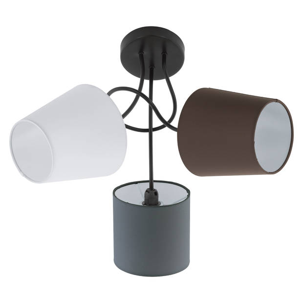 EGLO Almeida - Plafondlamp - 3 Lichts - Zwart - Antraciet, Wit, Bruin