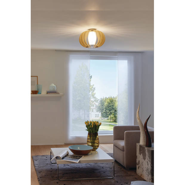 EGLO Stellato 1 - Plafondlamp - Ø40cm - Nikkel-Mat - Ahorn, Wit