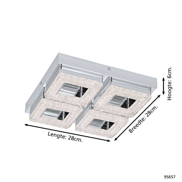 EGLO Fradelo - Wand/Plafondlamp - 4 Lichts - Chroom, Helder