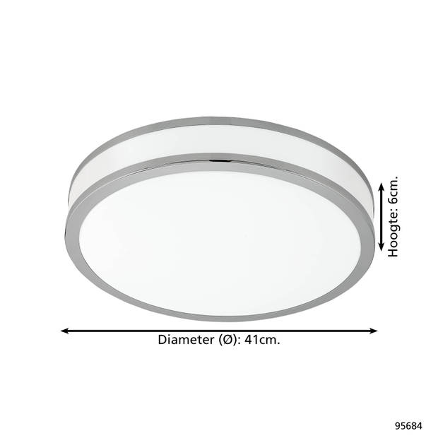 EGLO Palermo 2 - Wand/Plafondlamp - 1 Lichts - Ø410mm. - Wit, Chroom