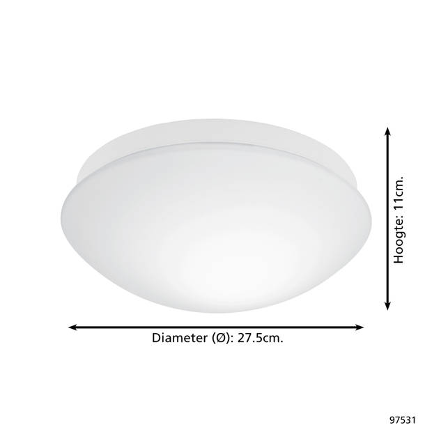 EGLO Bari-m - Plafondlamp met sensor - E27 - 1-lichts - wit/kunststof