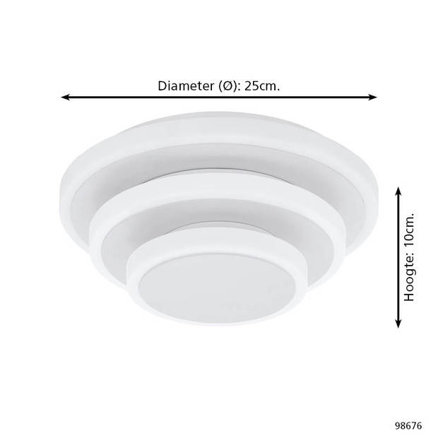 EGLO Elgvero Plafond- en Wandlamp - LED - Ø 25 cm - Wit