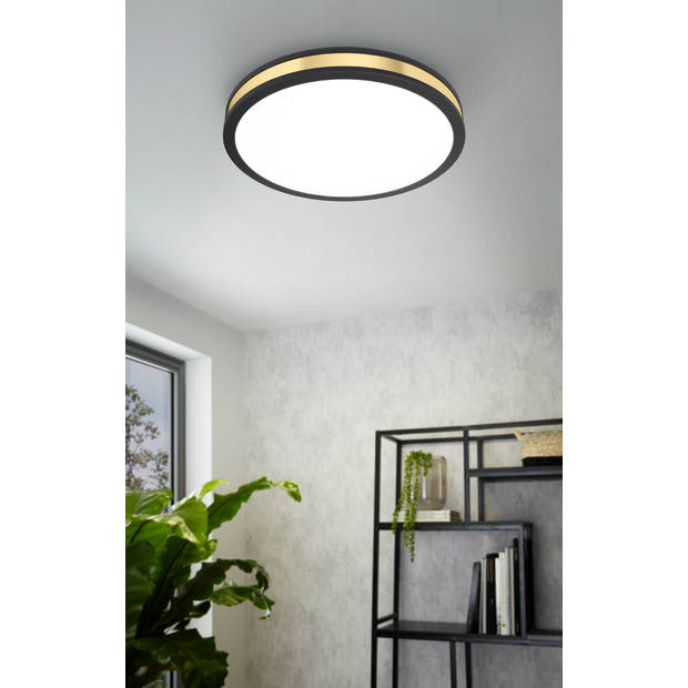EGLO Pescaito Plafond- en Wandlamp - LED - Ø 38 cm - Zwart/Wit/Goud