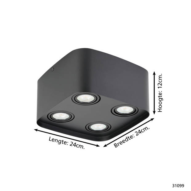 EGLO Arenzano Plafondlamp - GU10 - 24 cm - Zwart