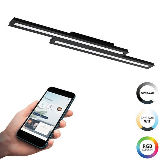 EGLO connect.z Saliteras-Z Smart Plafondlamp - 116 cm - Zwart - RGB