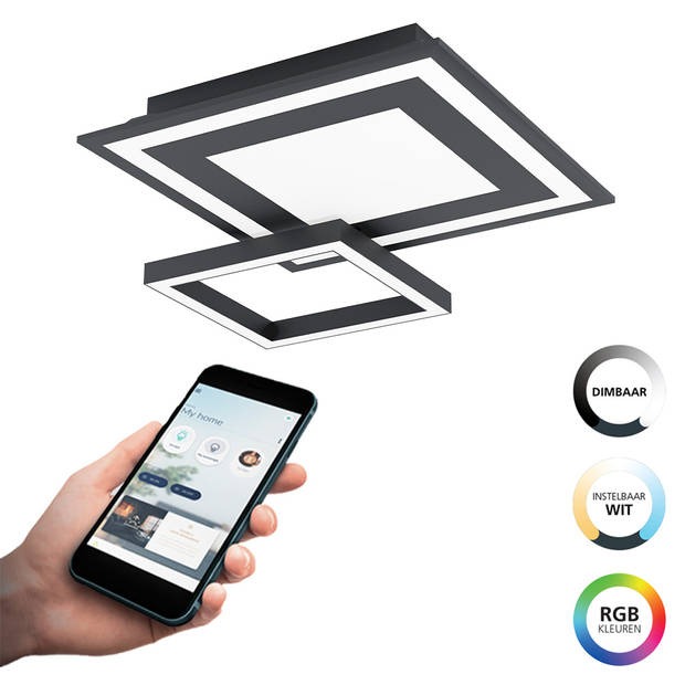 EGLO connect.z Savatarila-Z Smart Plafondlamp - 45 cm - Zwart - RGB