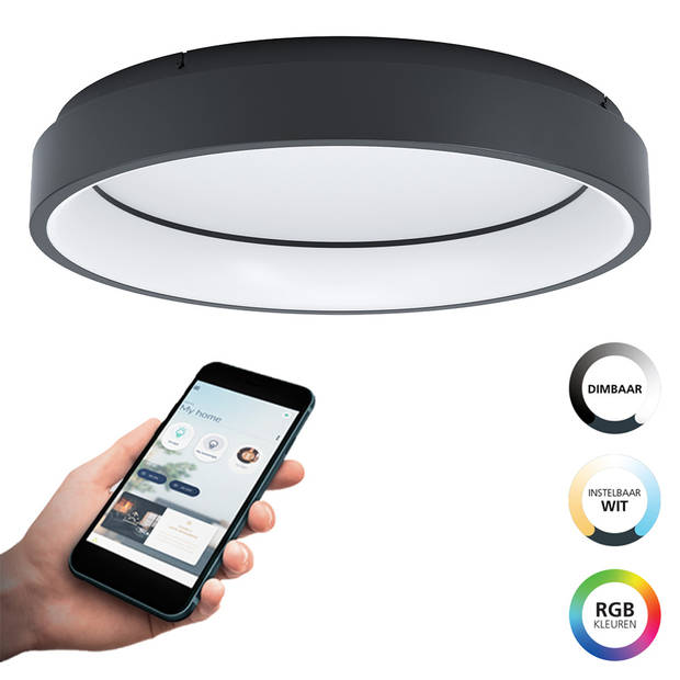 EGLO connect.z Marghera-Z Smart Plafondlamp - Ø 60 cm - Zwart - RGB