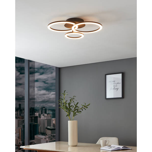 EGLO connect.z Parrapos-Z Smart Plafondlamp - 54,5 cm - Zwart/Wit - Instelbaar wit licht - Dimbaar - Zigbee