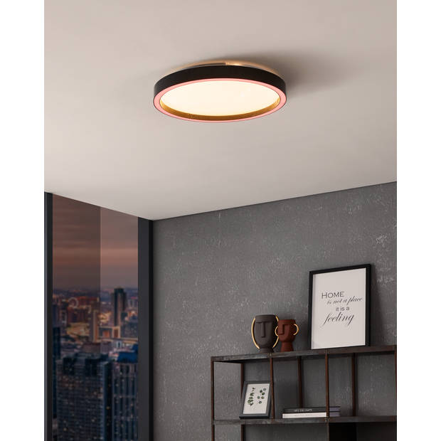 EGLO connect.z Montemorelos-Z Smart Plafondlamp - Ø 42 cm - Zwart/Wit - Instelbaar RGB & wit licht - Dimbaar - Zigbee