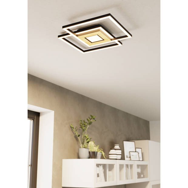 EGLO Marinello Plafondlamp - LED - 48,5 cm - Zwart/Bruin/Wit