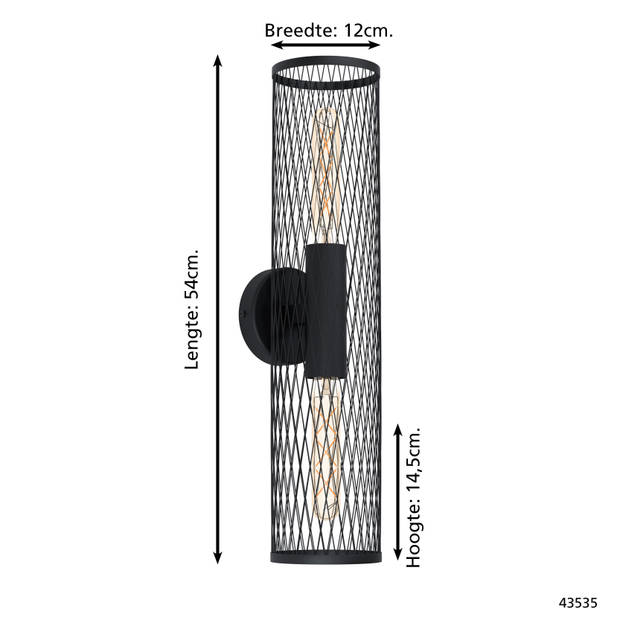 EGLO Redcliffe Plafond- en Wandlamp - E27 - 14,5 cm - Zwart