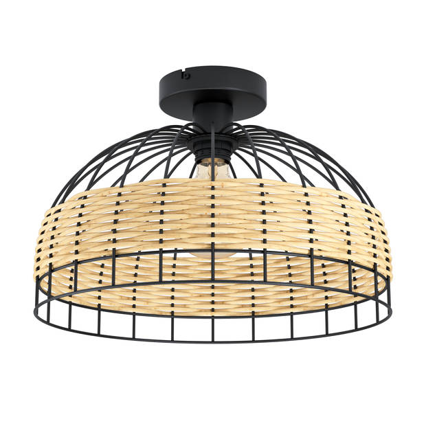 EGLO Anwick Plafondlamp - E27 - Ø 38 cm - Zwart/Rotan