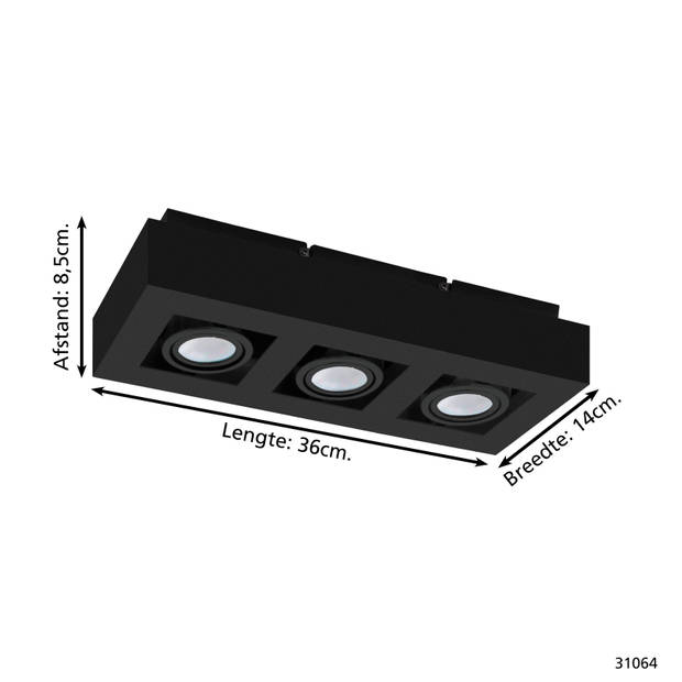 EGLO Mendoza Opbouwlamp - GU10 - 36 cm - Zwart