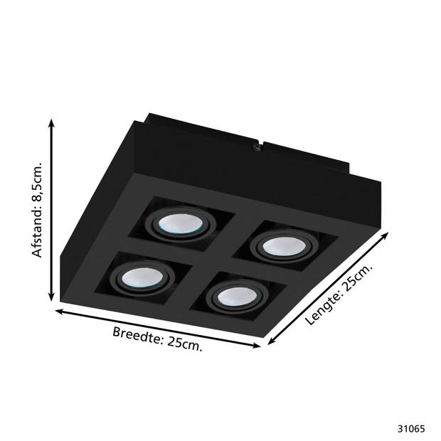 EGLO Mendoza Opbouwlamp - GU10 - 25 cm - Zwart